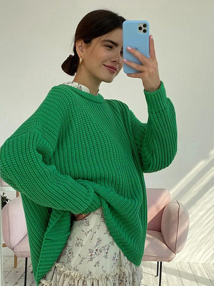Oversized grof gebreide trui voor dames
