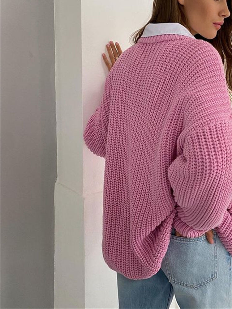 Oversized grof gebreide trui voor dames
