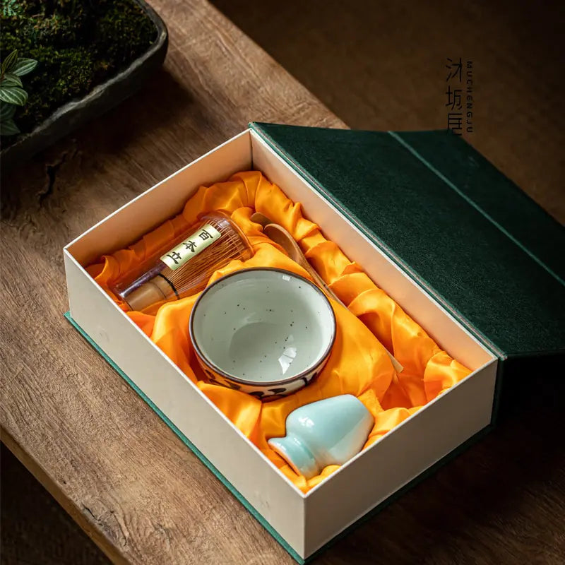 Traditionele matcha cadeauset