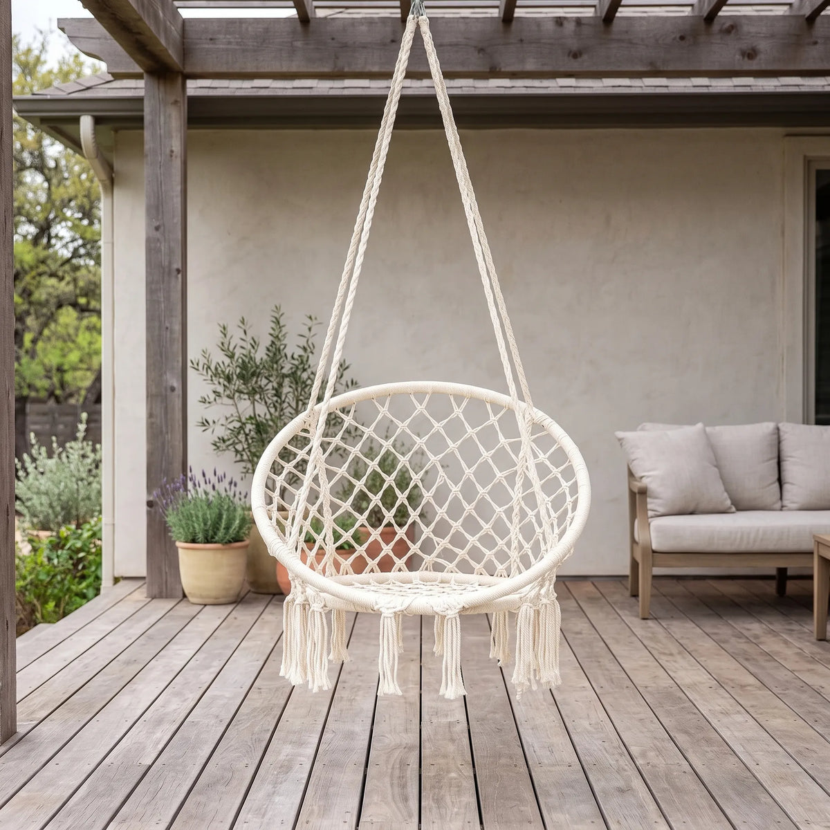 Macramé hangstoel