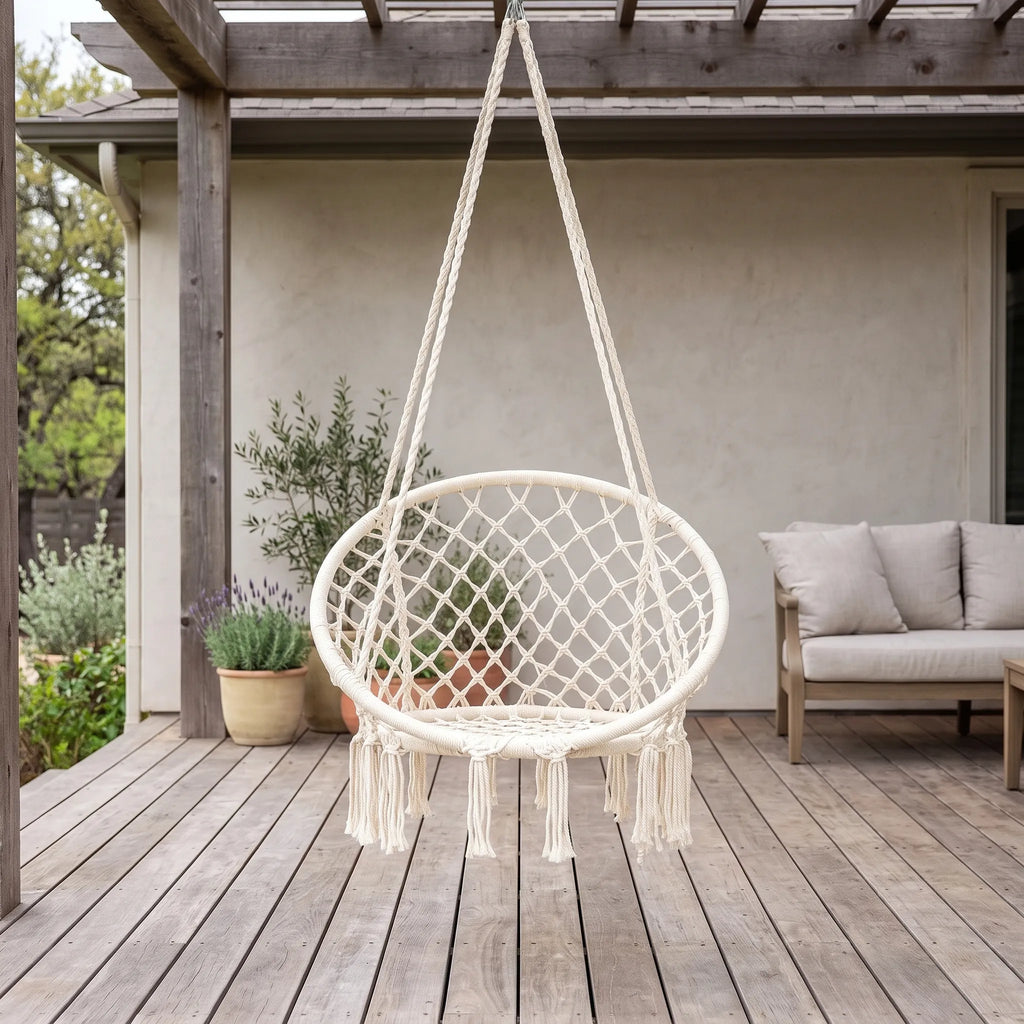 Macramé hangstoel
