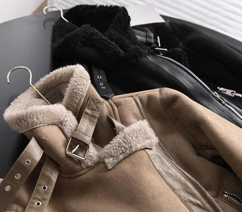 Dames sherpa bomberjack van fleece met rits — afbeelding 16