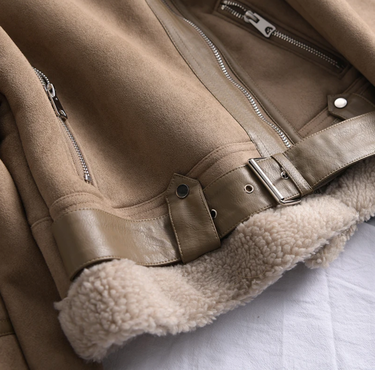 Dames sherpa bomberjack van fleece met rits