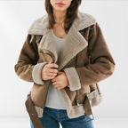 Dames sherpa bomberjack van fleece met rits