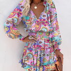 Vrolijke zomerjurk met print en ruches