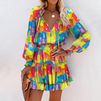 Vrolijke zomerjurk met print en ruches