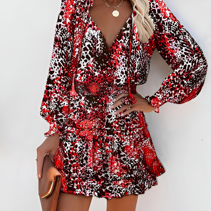 Vrolijke zomerjurk met print en ruches