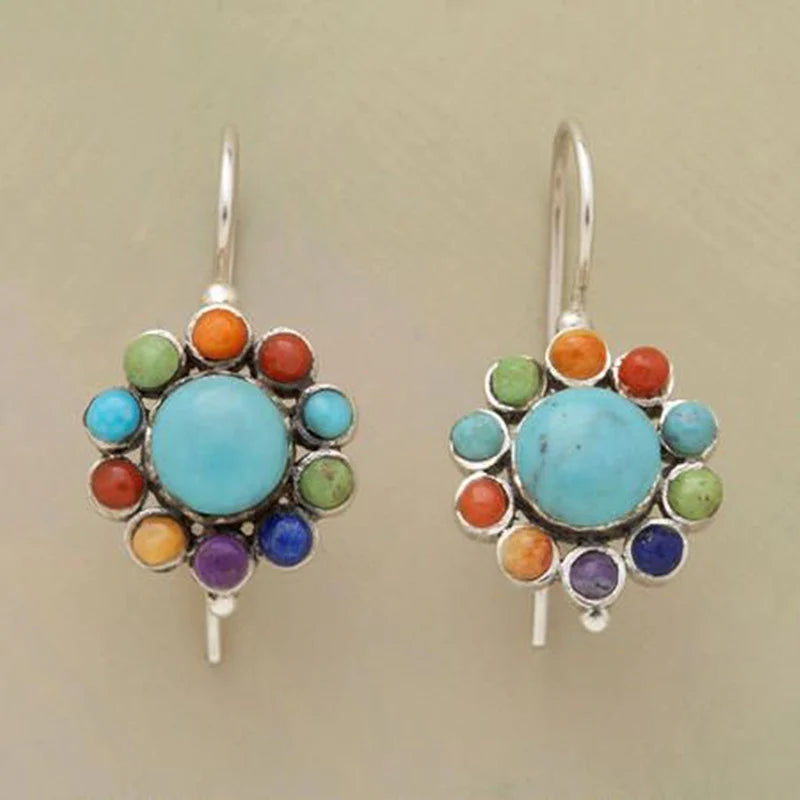 Ronde oorbellen in turkoois multicolor