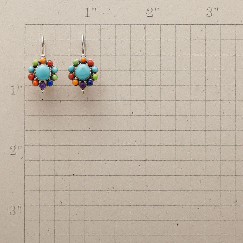 Ronde oorbellen in turkoois multicolor