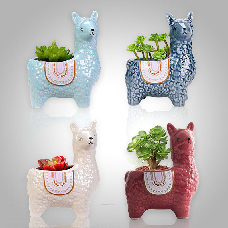 Bloempot met alpacamotief