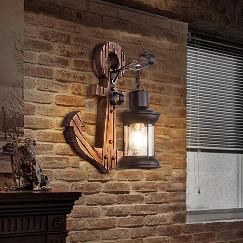 Houten anker LED wandlamp