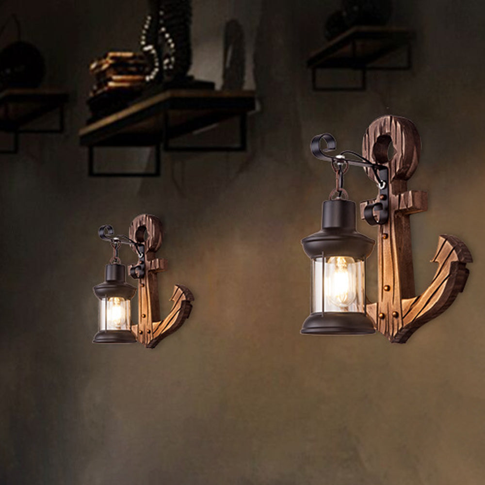 Houten anker LED wandlamp