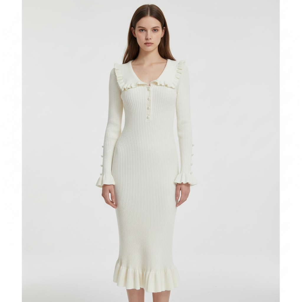 Maxi-jurk met ruches