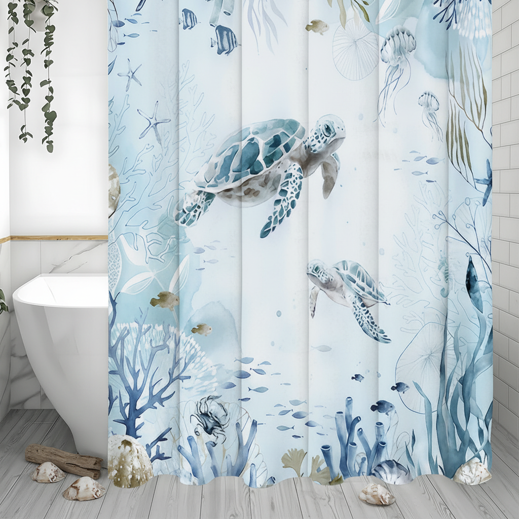 Zee thema douchegordijn kustdecor