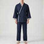 Heren kimono-wikkelpyjamaset