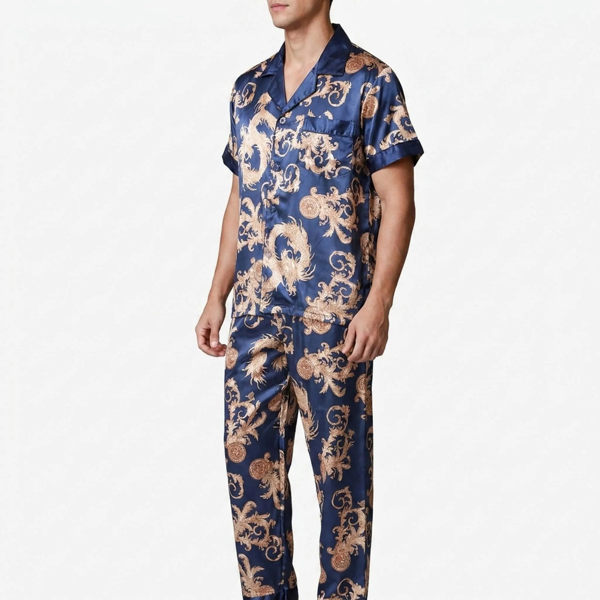 Heren pyjama-set met korte mouwen en print