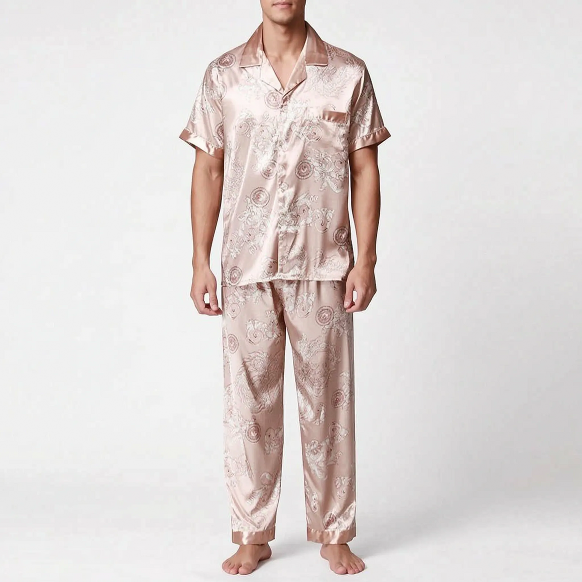 Heren pyjama-set met korte mouwen en print