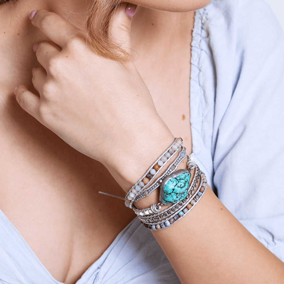 Turkoois heling en bescherming wikkelarmband