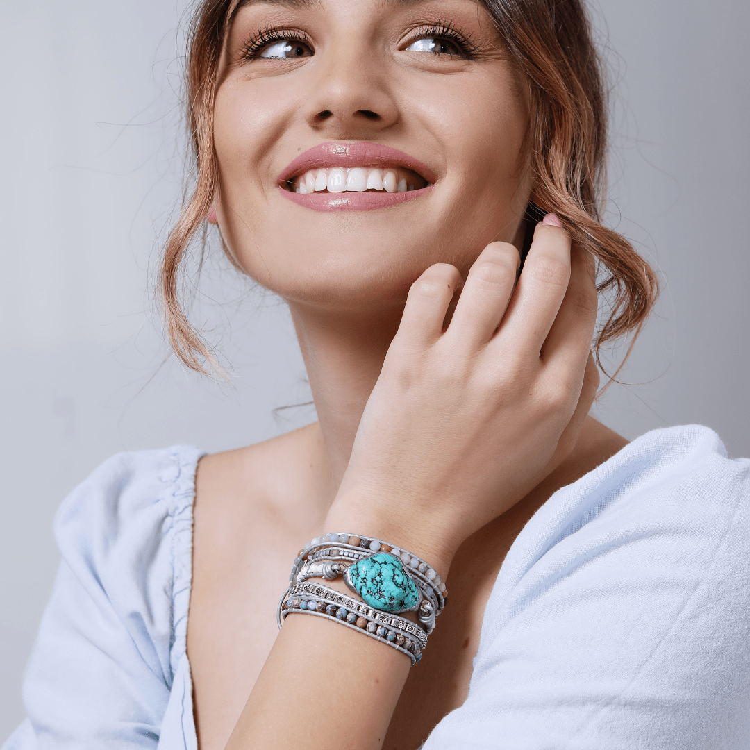 Turkoois heling en bescherming wikkelarmband