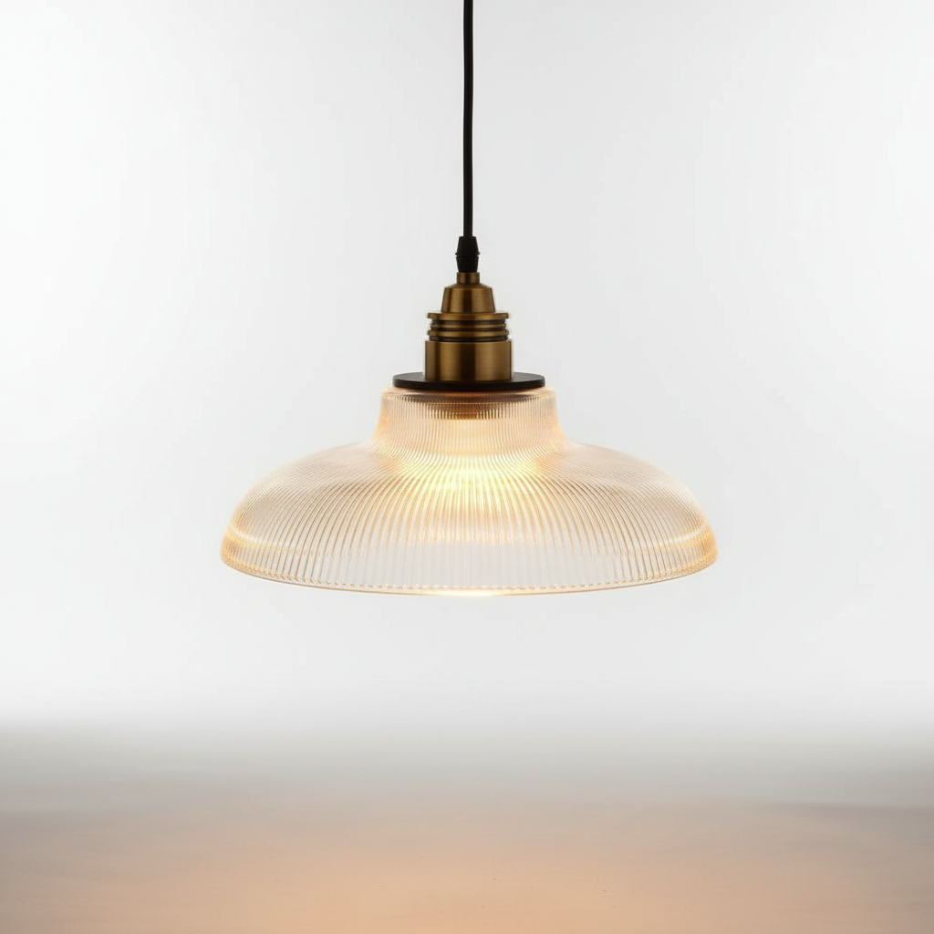 Metalen glazen hanglamp