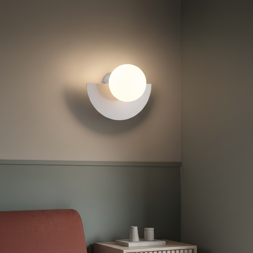 Metalen halvemaanwandlamp — afbeelding 1