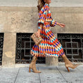 Gekleurde print midi jurk
