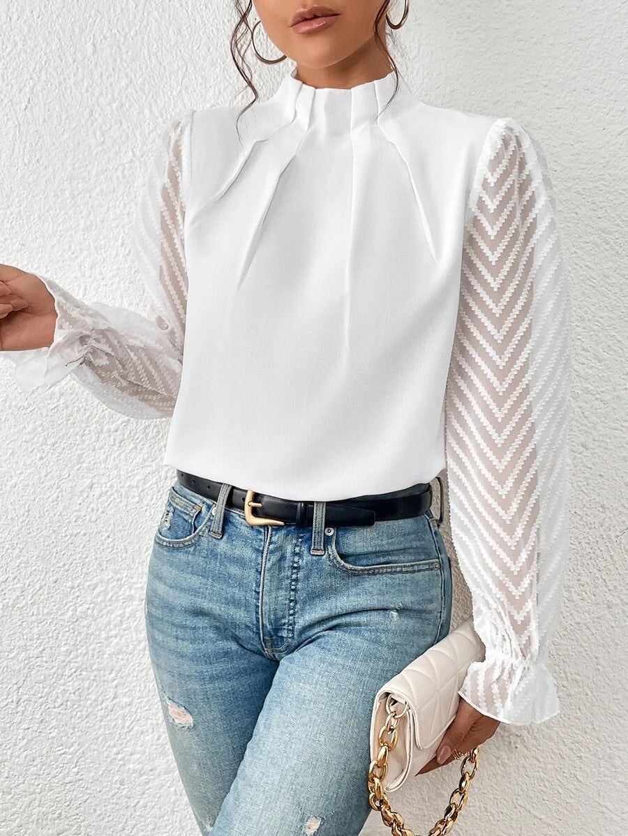 Thea | Damesblouse met gevormde pasvorm en lange mouwen