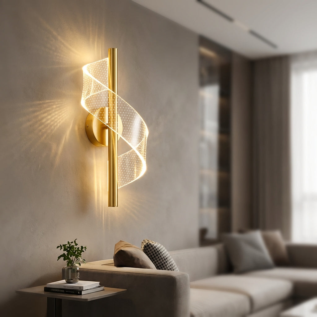 Spiraalvormige wandlamp