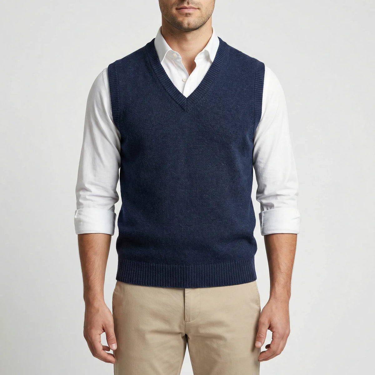 Mouwloze heren gilet met V-hals
