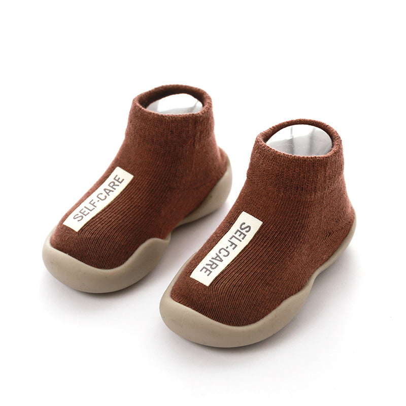 Zachte gebreide peuterschoenen - anti-slip slofjes