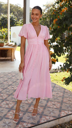Boho-maxi jurk met V-hals en knopenrij