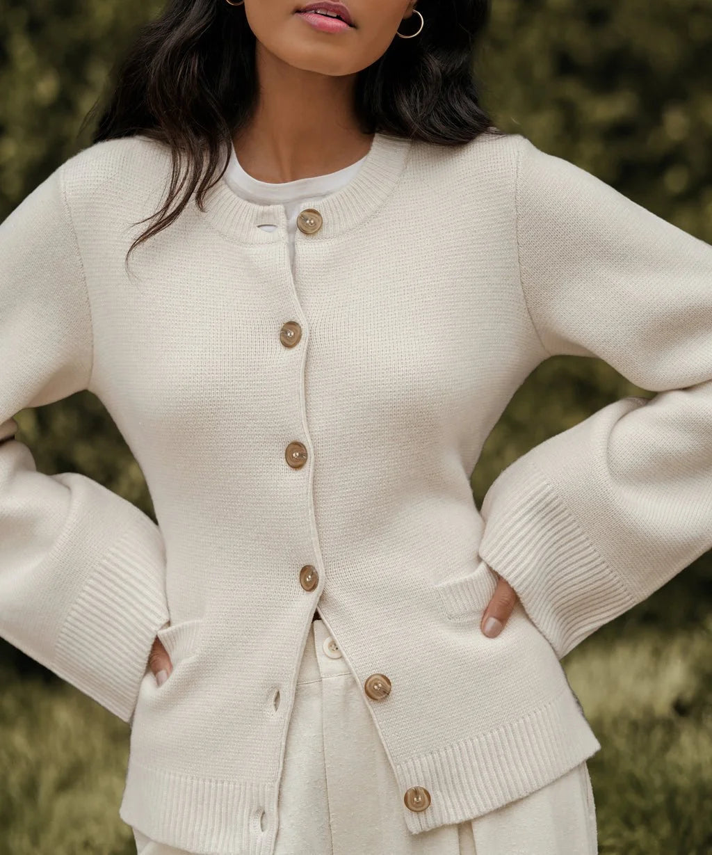 Zachte button-up trui