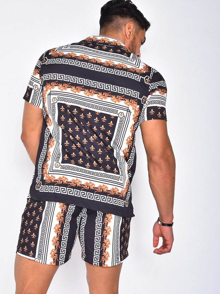 Lance | Herenset met overhemd en short in Hawaïstijl