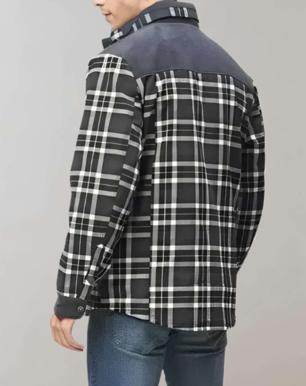 Gevoerde flanellen heren jas met fleece