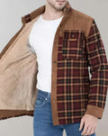 Gevoerde flanellen heren jas met fleece