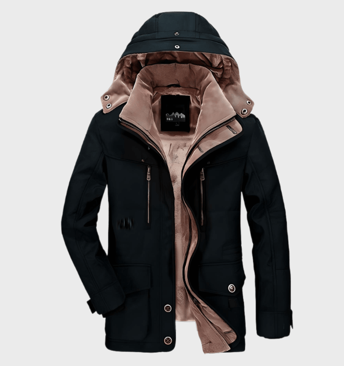 Warme heren winterjas met capuchon