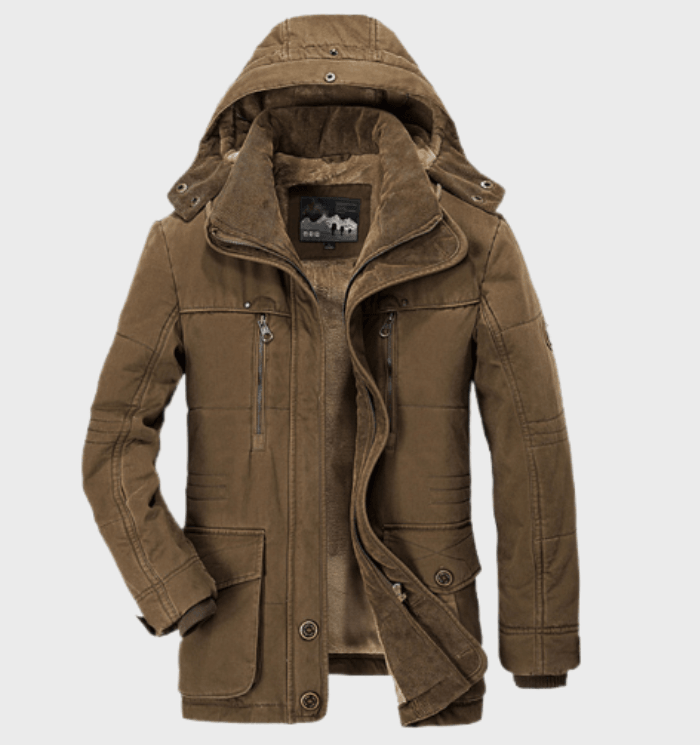 Warme heren winterjas met capuchon