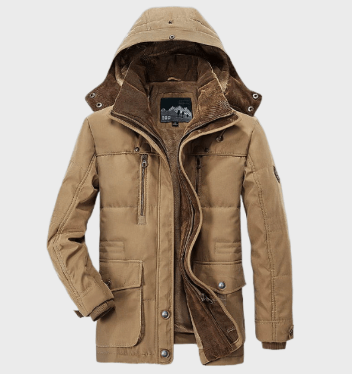 Warme heren winterjas met capuchon