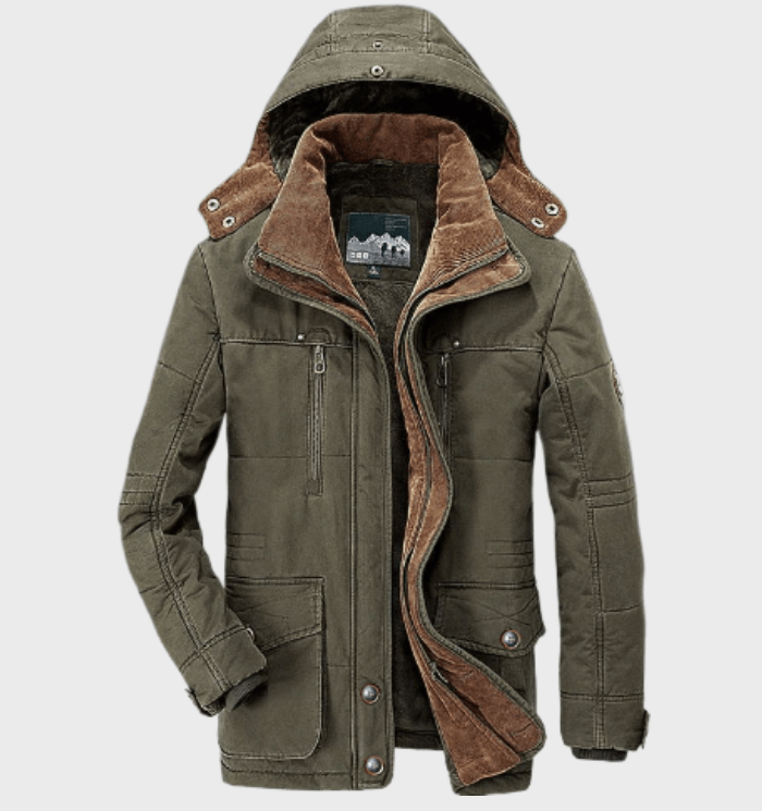 Warme heren winterjas met capuchon