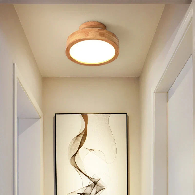 Ronde houten scandinavische plafondlamp