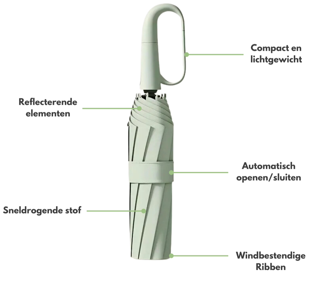 Winddichte paraplu met reflecterende rand