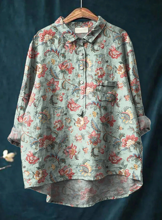 Blouse met bloemenpatroon en borstzak