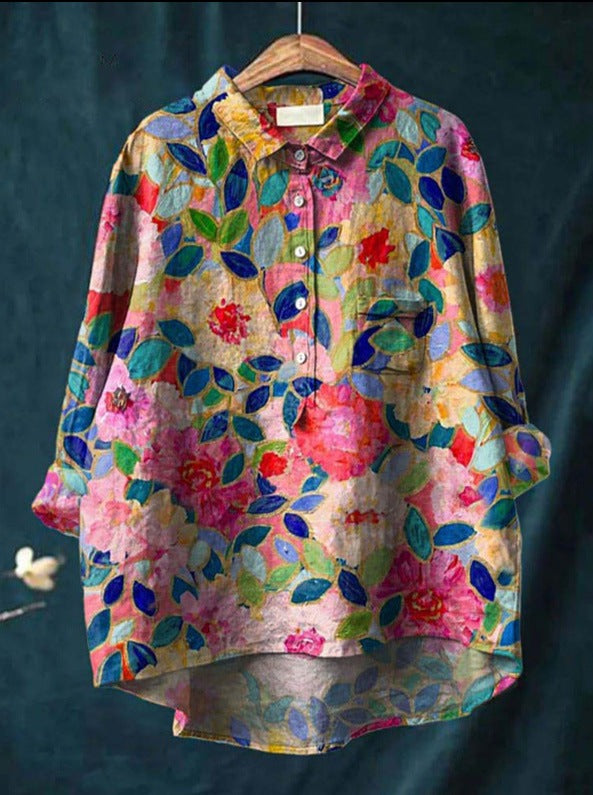 Blouse met bloemenpatroon en borstzak