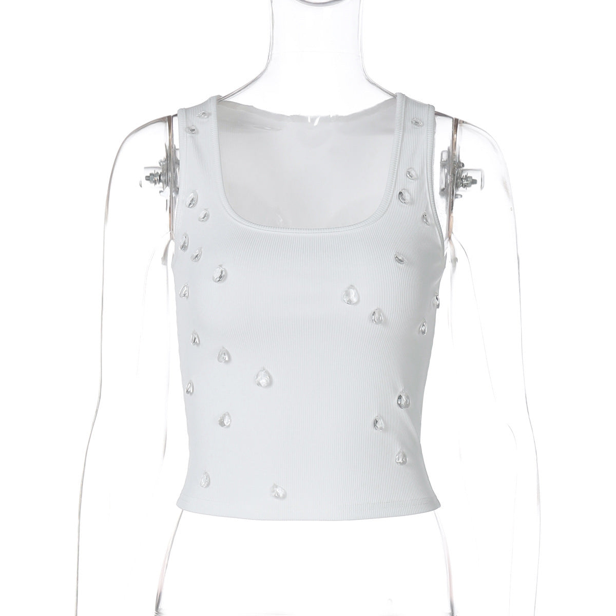 Dames crop-top met versierd detail en figuuraccentuerende snit