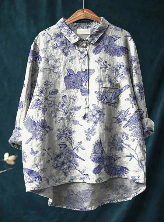 Blouse met bloemenpatroon en borstzak