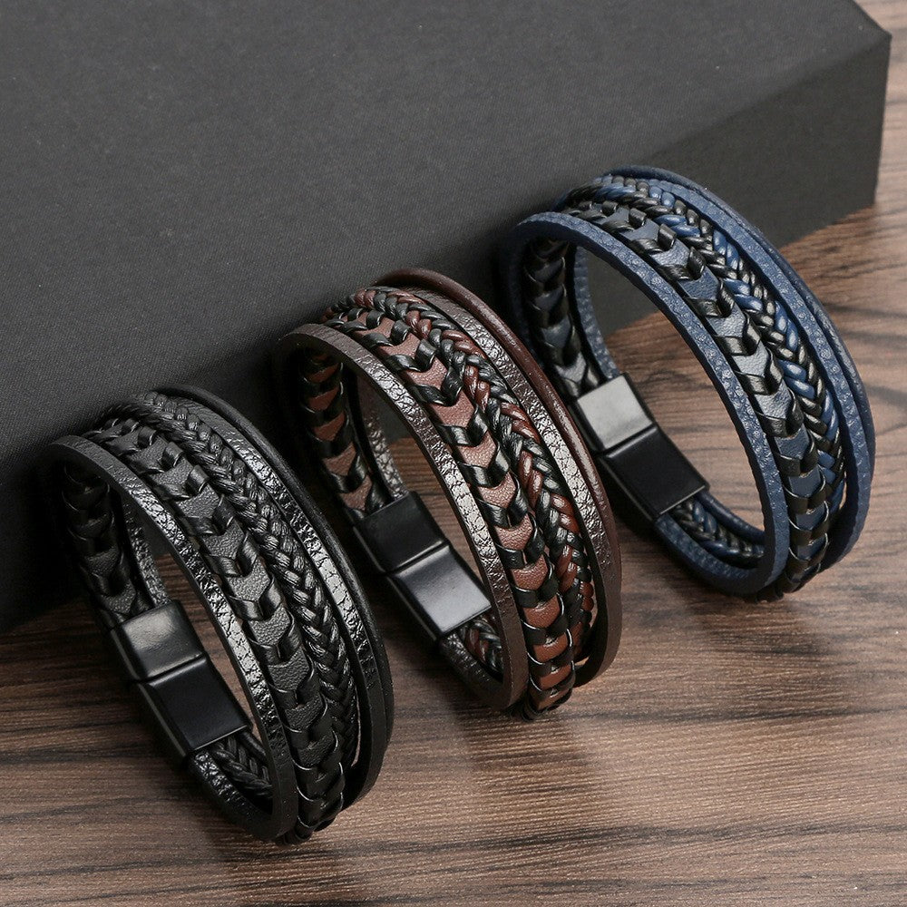 Gelaagde gevlochten armband met magneetsluiting
