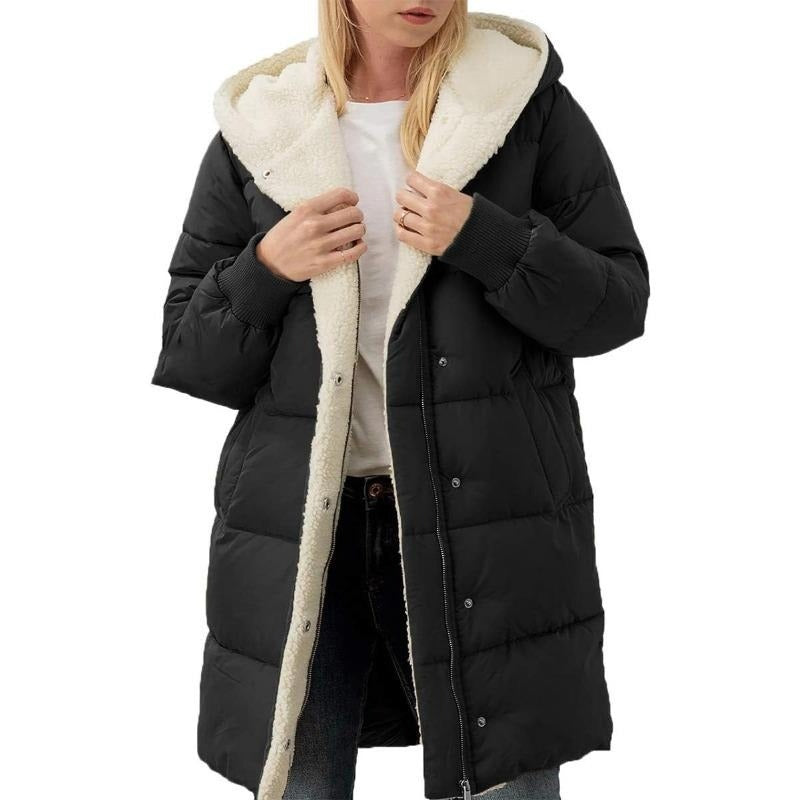Dubbelzijdige katoenen dames winterjas met capuchon