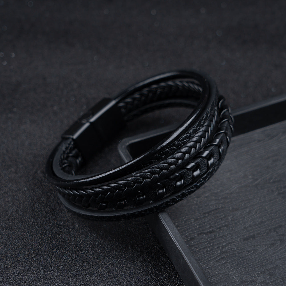 Gelaagde gevlochten armband met magneetsluiting