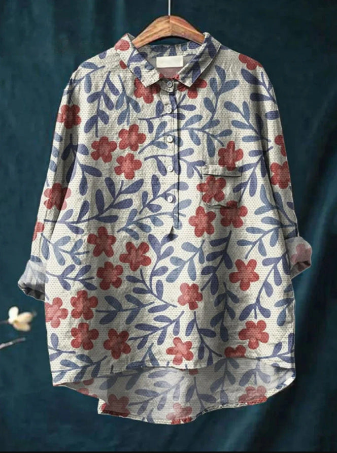 Blouse met bloemenpatroon en borstzak
