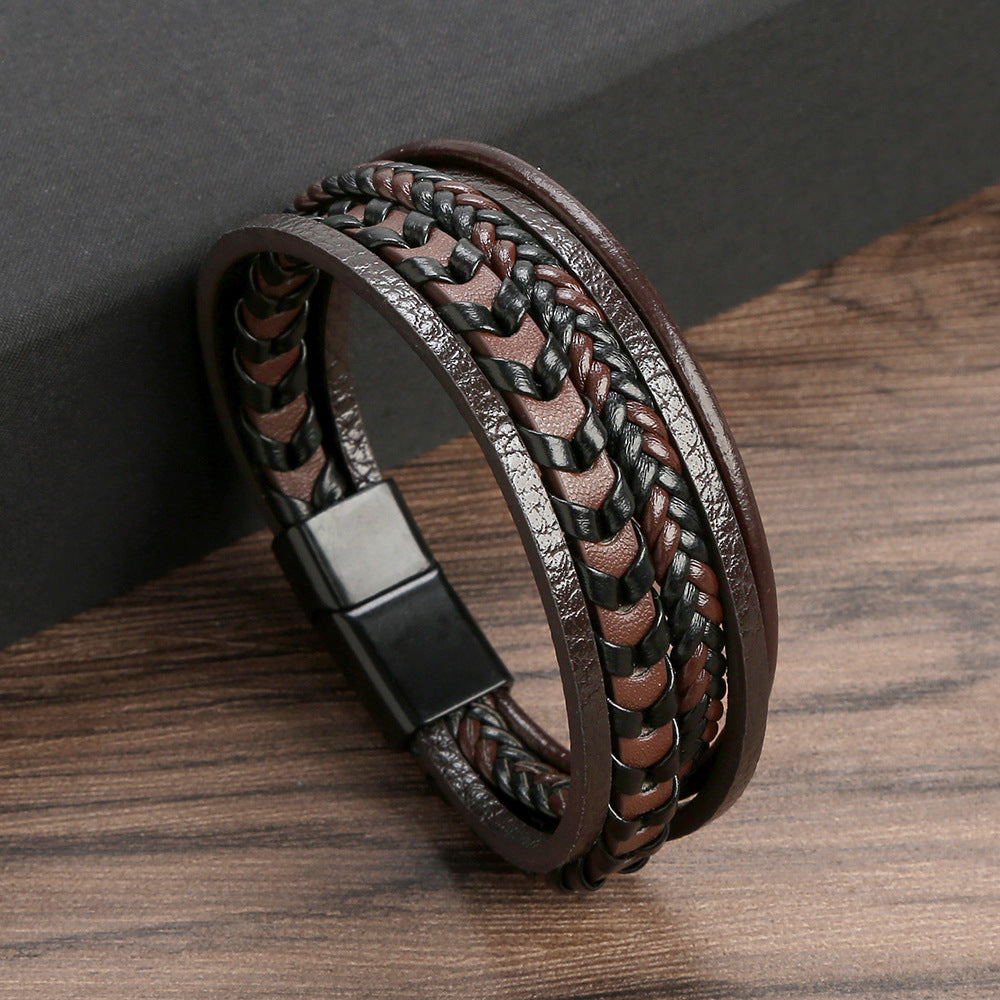 Gelaagde gevlochten armband met magneetsluiting